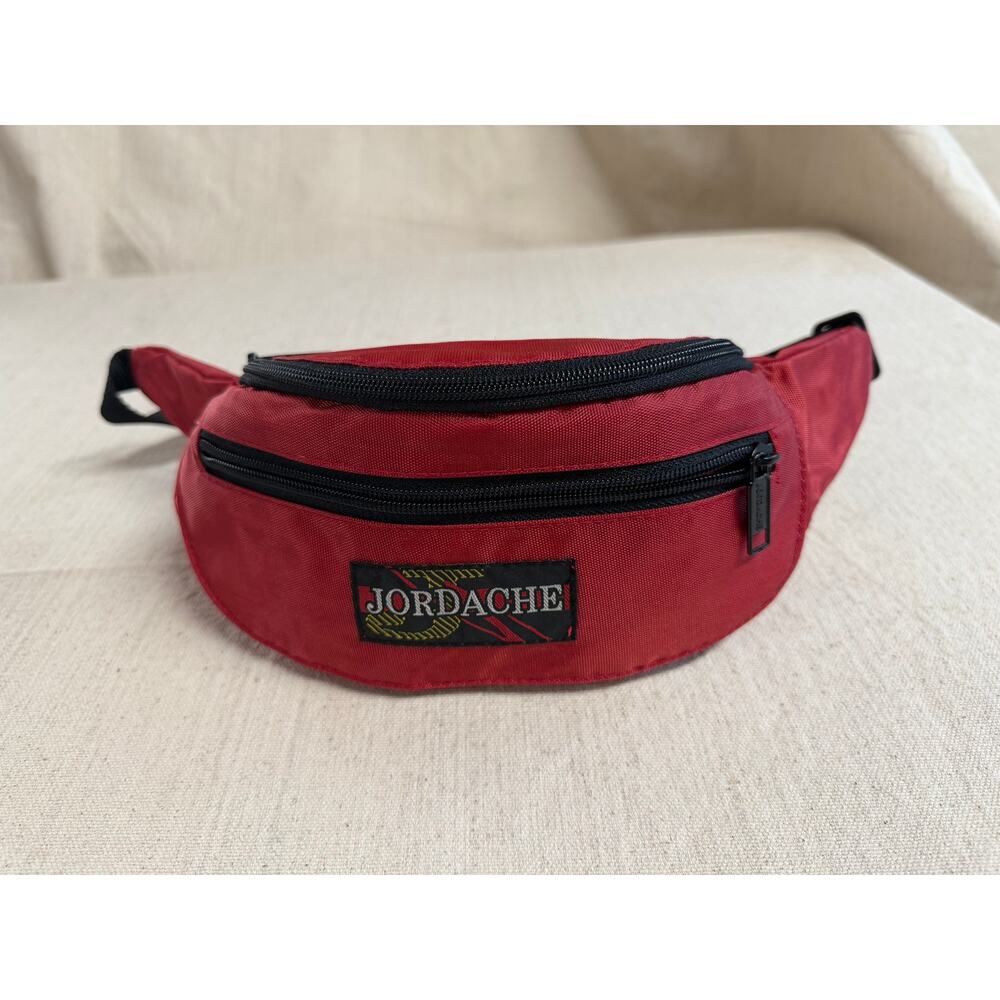 Vintage Jordache Fanny Pack Red Nylon Waist Bag 80s 90s Retro Hip Pack Festival